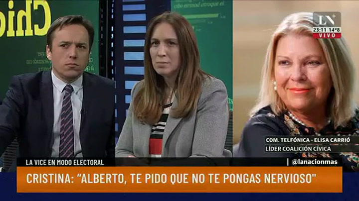 Elisa Carrió, sobre Cristina Kirchner y su vínculo con Alberto Fernández: “Primero lo abraza y después lo suelta”