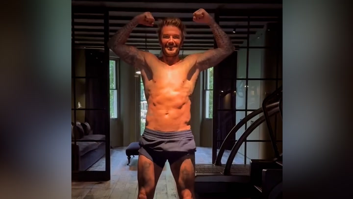David Beckham shows off ripped physique in 49th birthday workout