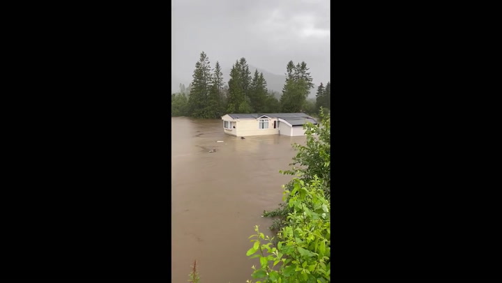 Storm Hans, Cabins, Caravans Swept By Flooding In Hemsedal, Norway