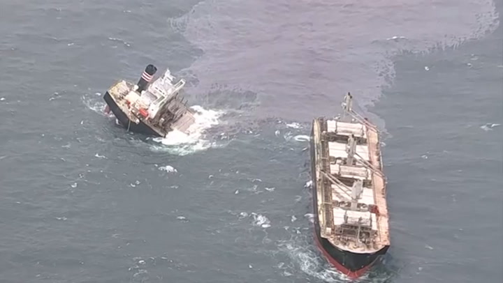 Cargo ship spilling oil off coast of Japan after running aground and  splitting in two | The Independent