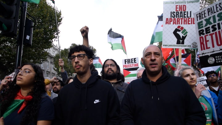 'The victims are sending us their final messages': Pro-Palestinian protesters march through London