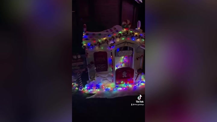 Woman transforms children’s playhouse into gingerbread grotto