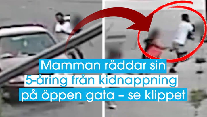 Mamman räddar sin 5-åring från kidnappning på öppen gata – se klippet