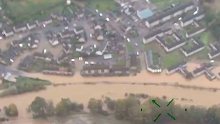 Scale of Storm Babet flooding in Scottish countryside captured in aerial footage
