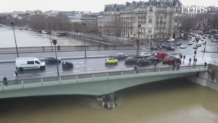 La inundación del río Sena vista desde un dron