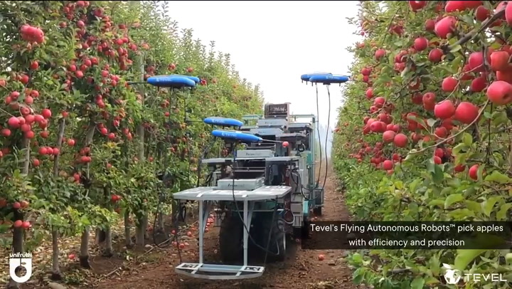 Drones que recolectan manzanas