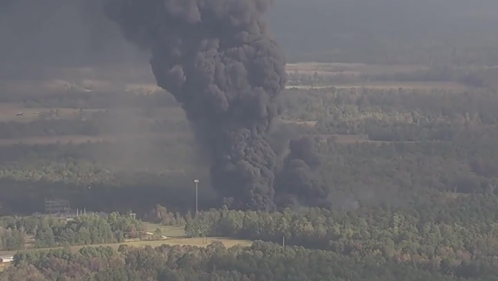 Thick black smoke fills air as Texas chemical plant explosion sparks large fire