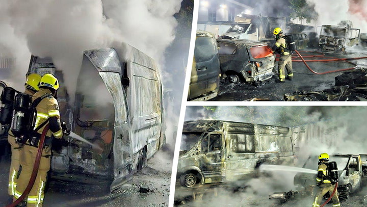 Scenes of devastation in Sheffield as 50 cars and vans torched in arson attack