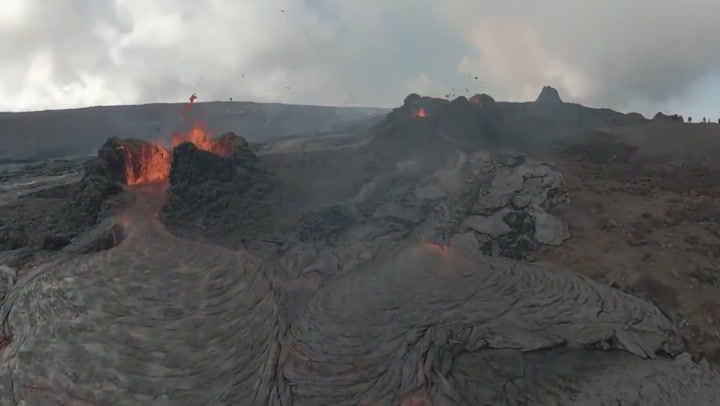 Drone struck by lava while circling Iceland volcano