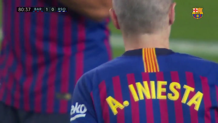Iniesta se despidió de Barcelona con lágrimas en el Camp Nou que lo homenajeó - Fuente: Twitter
