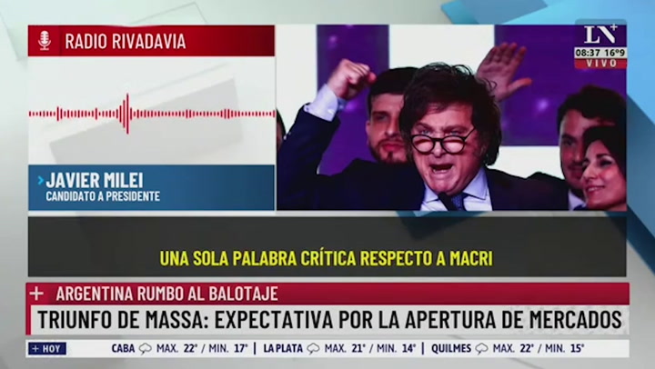Javier Milei se mostró optimista de cara al ballottage y dijo que está “dispuesto a escuchar a Macri”