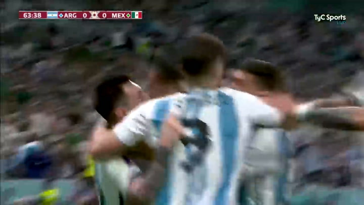 El grito de gol y la arenga de Lionel Messi