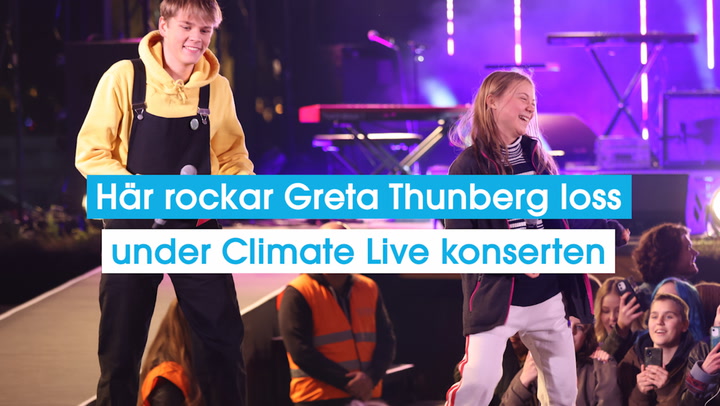 Här rockar Greta Thunberg loss under Climate Live konserten