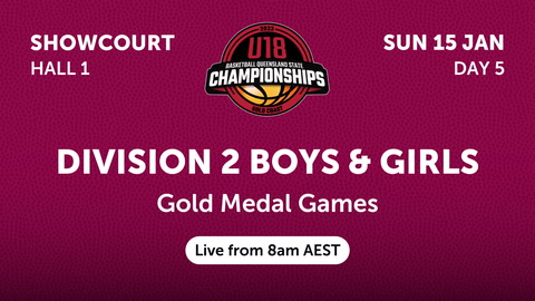 15 January - BQLD U18 State Championships - Day 5 - Show Court - Girls & Boys DIV 2 Gold Medal Games