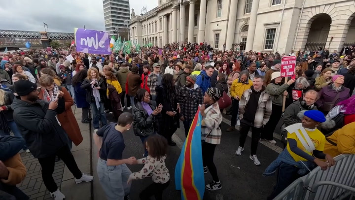 Thousands march in Dublin anti-racism rally to support migration and diversity