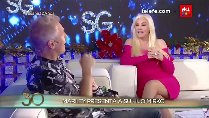 Marley presentó a Mirko en el programa de Susana y la diva le cambió los pañales