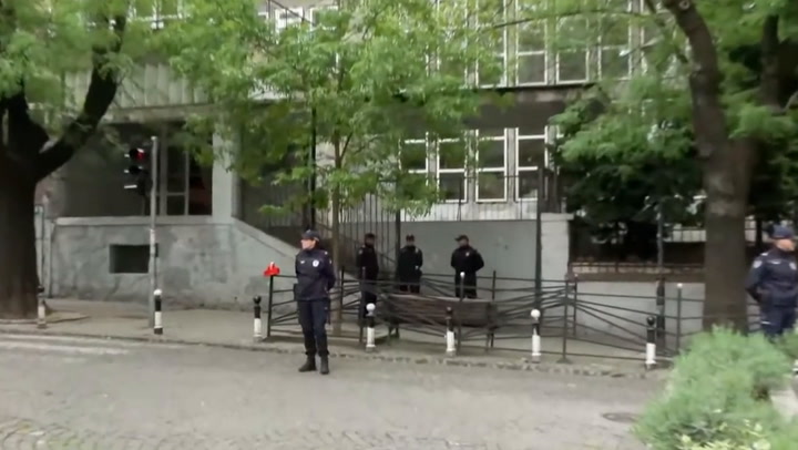 Belgrade shooting Police stand guard at school where teen shot nine News Independent TV image