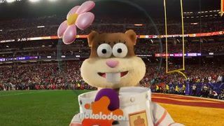 SpongeBob character reports from Super Bowl sideline on Nickelodeon