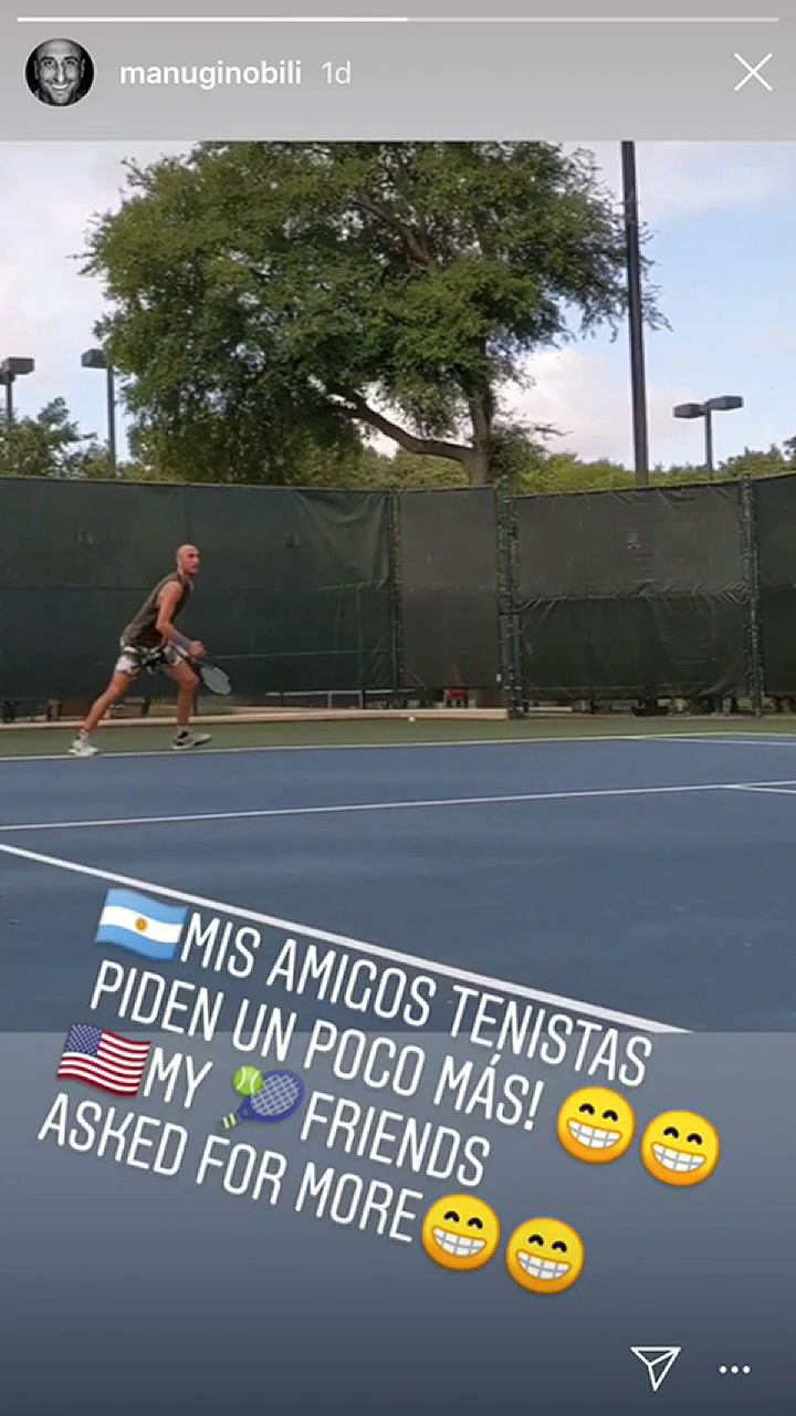 Manu Ginóbili se mostró jugando el tenis - Fuente: Instagram
