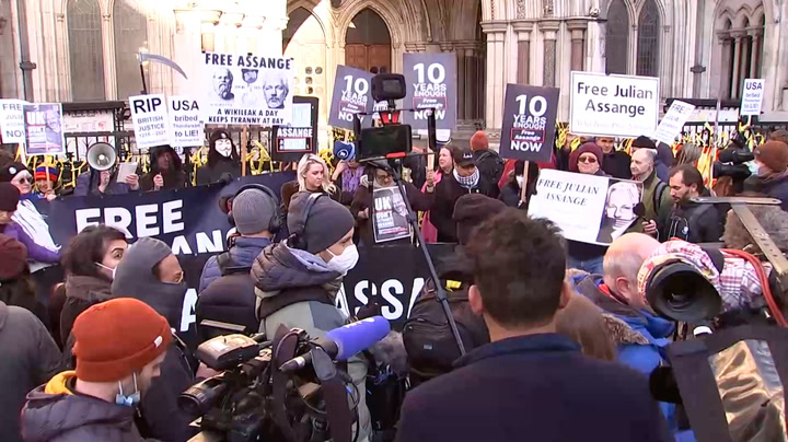 Watch live as crowd protests outside London court against Julian Assange ruling