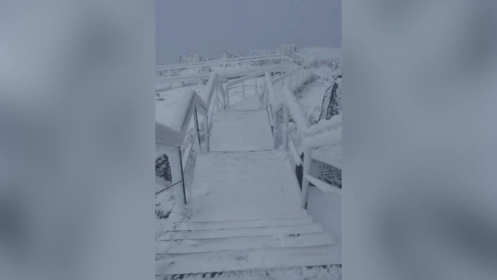 Extreme winds and blizzard-like conditions hit Mount Wellington in Tasmania