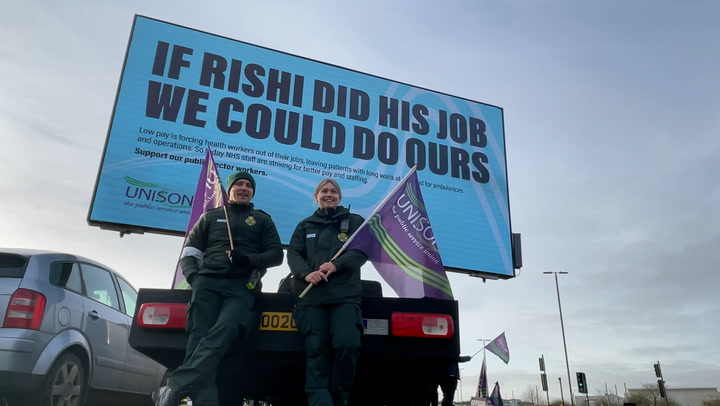 Striking Bristol ambulance workers send pointed message to Rishi Sunak