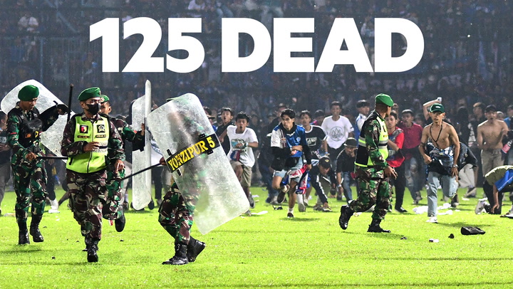 Videos show chaos during the stampede at a soccer stadium in Indonesia