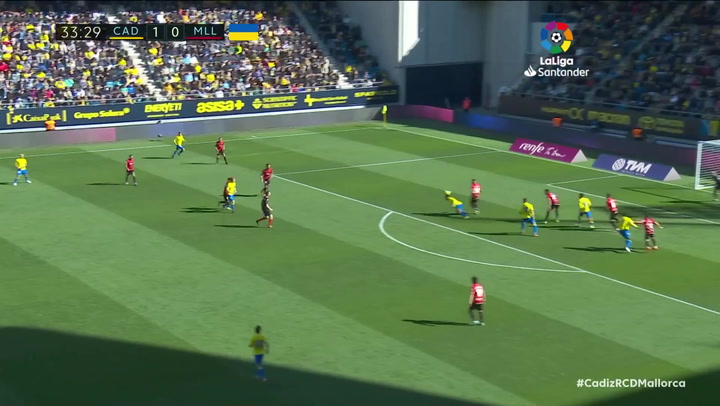 Gol de Álex Fernández, p. (2-0) en el Cádiz 2-0 Mallorca