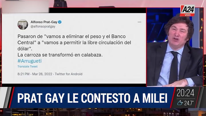 La furiosa respuesta de Javier Milei a Alfonso Prat Gay