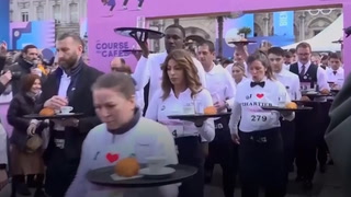 Watch: Paris waiters battle it out in revived croissant race