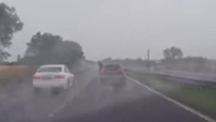 Passenger hangs out of friend's car at 60mph on dual carriageway