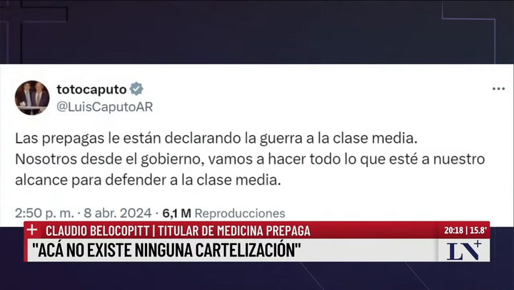 Claudio Belocopitt, Titular De Medicina Prepaga   La Declaración De Caputo Fue Súper Agresiva 