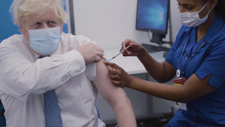 Boris Johnson receives Covid booster vaccine at St Thomas' Hospital
