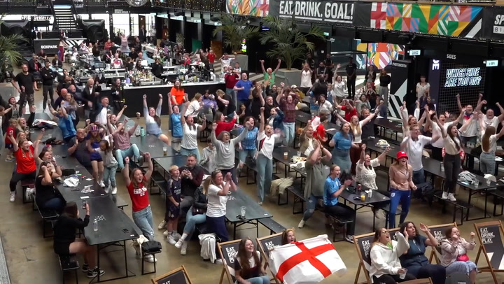 Fans react to England's winning penalty in World Cup tie against Nigeria