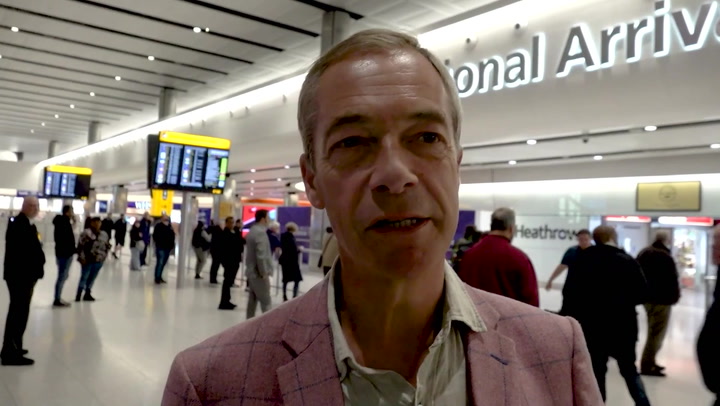 Farage arrives back in UK after coming third on I'm a Celeb