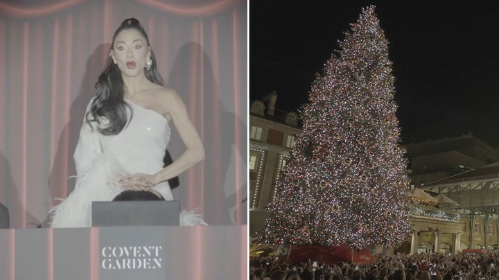 Moment Nicole Scherzinger switches on Covent Garden Christmas lights