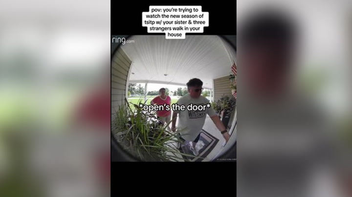 Ring camera catches three strangers walking into the wrong house!