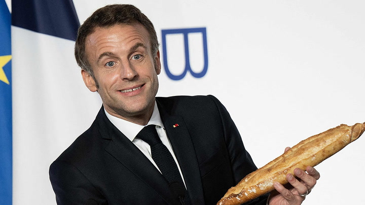 Macron presented with baguette as famous French bread granted global heritage status