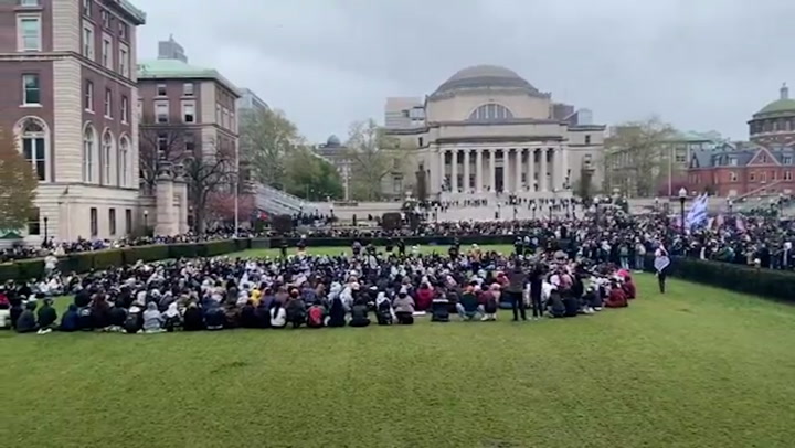 Pro-Palestine protesters occupy Columbia university lawn