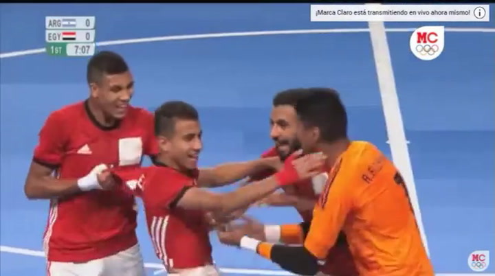 El provocativo festejo en el partido de futsal entre Argentina y Egipto - Fuente: YouTube