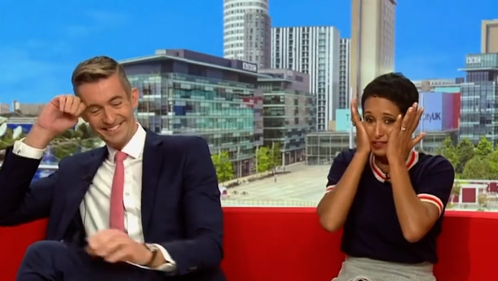 BBC's Naga Munchetty cries with laughter during live interview
