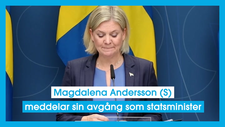 Magdalena Andersson (S) meddelar sin avgång som statsminister