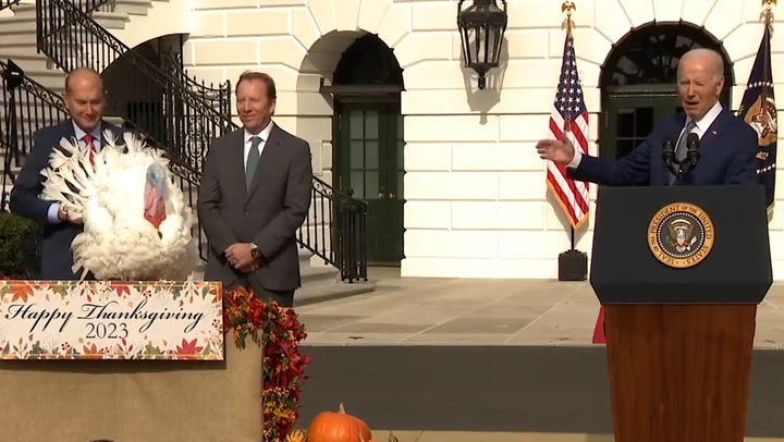 Joe Biden pardons turkeys as president kicks off Thanksgiving celebrations