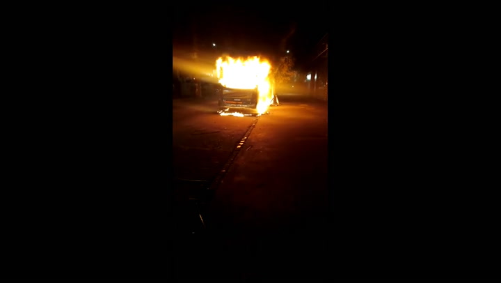 Incendio en un colectivo en San Justo