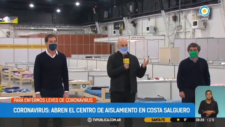 Horacio Rodríguez Larreta en la inauguración del centro de aislamiento de Costa Salguero - TV Públic