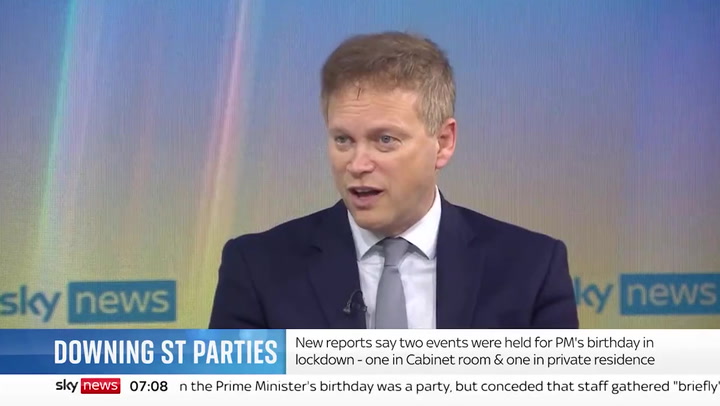 Grant Shapps says Tories 'understand concern' over Boris Johnson's lockdown birthday party