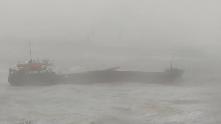 Ship split into two as heavy storm hits Turkey