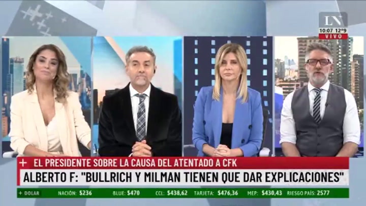 Luis Novaresio estalló contra Alberto Fernández por vincular a Patricia Bullrich y Gerardo Milman con el atentado a Cristina Kirchner