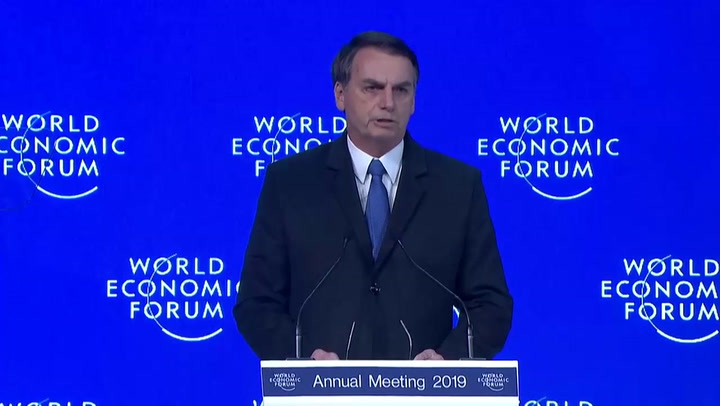 El presidente de Brasil, Jair Bolsonaro, ofrece un discurso en el Foro Económico Mundial Davos - Fue