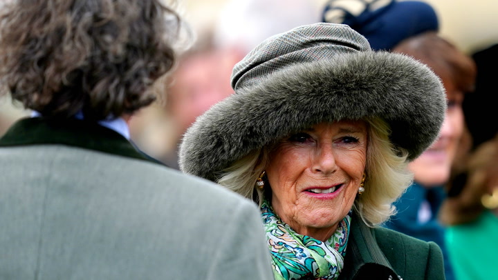 Queen Camilla arrives for 'Style Wednesday' at Cheltenham Festival
